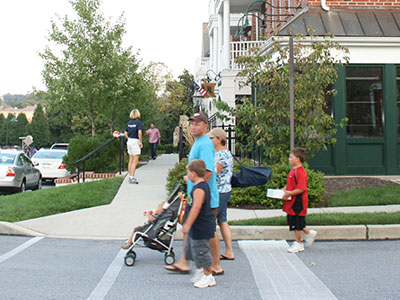 people crossing street