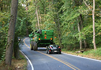 tractor and car
